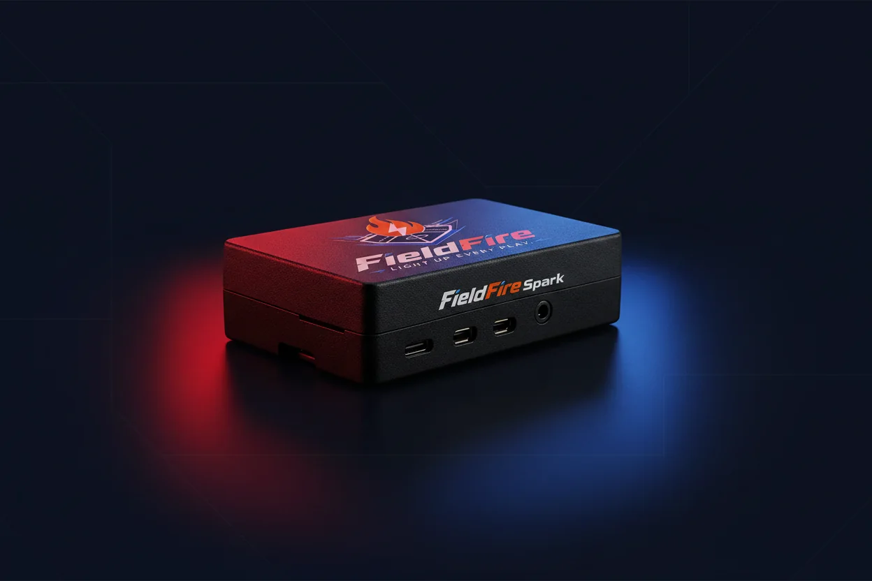 FieldFire Spark physical controller showing its front connections